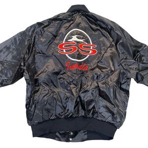 Vintage Black Bomber Jacket with Ribbed Details